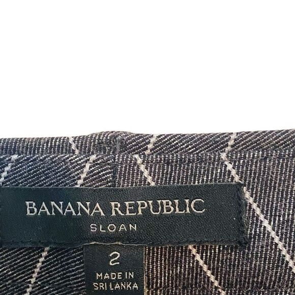 Banana Republic Windowpane Sloan Fit Trouser Ankle Pants Black White Size 2 - Picture 5 of 7